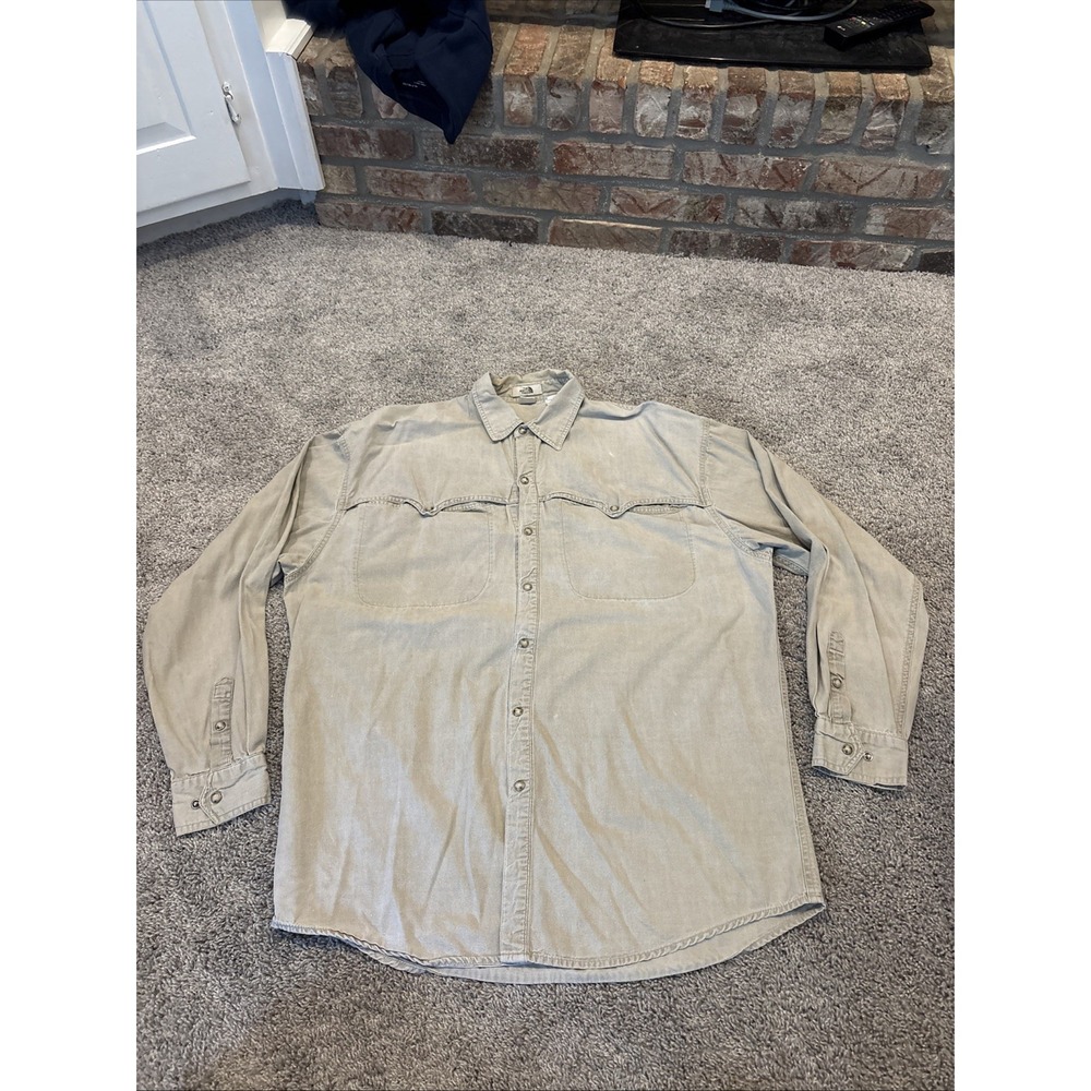 Vintage Robert Comstock The North Face Khaki Denim Shirt Men's Size XL